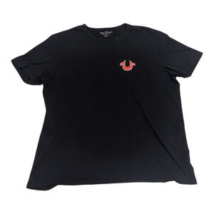 True Religion Men's Double Puff‎ Logo Short Sleeve Crewneck Tee Black Size 2XL
